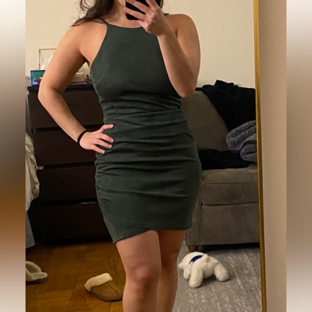 Aqua Bloomingdale’s bodycon mini suede dress NWT